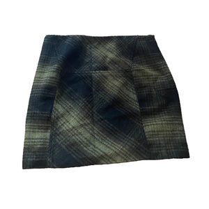 Vintage Green & Black Plaid Felt Skirt